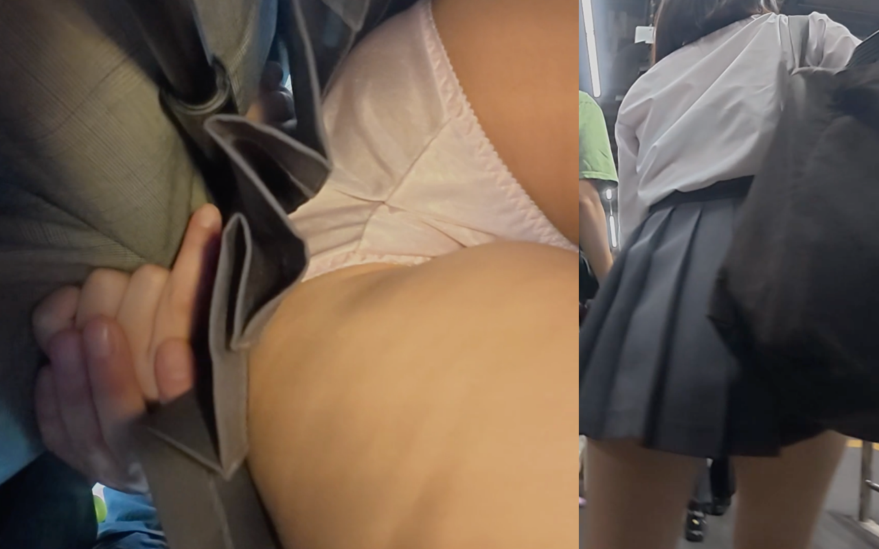 痴かん狂信者 #120【★4】黒髪小柄なミニスカ娘、ピンクサテンP越しに尻揉み、抵抗する手を掴み強引に股間握らせ-0