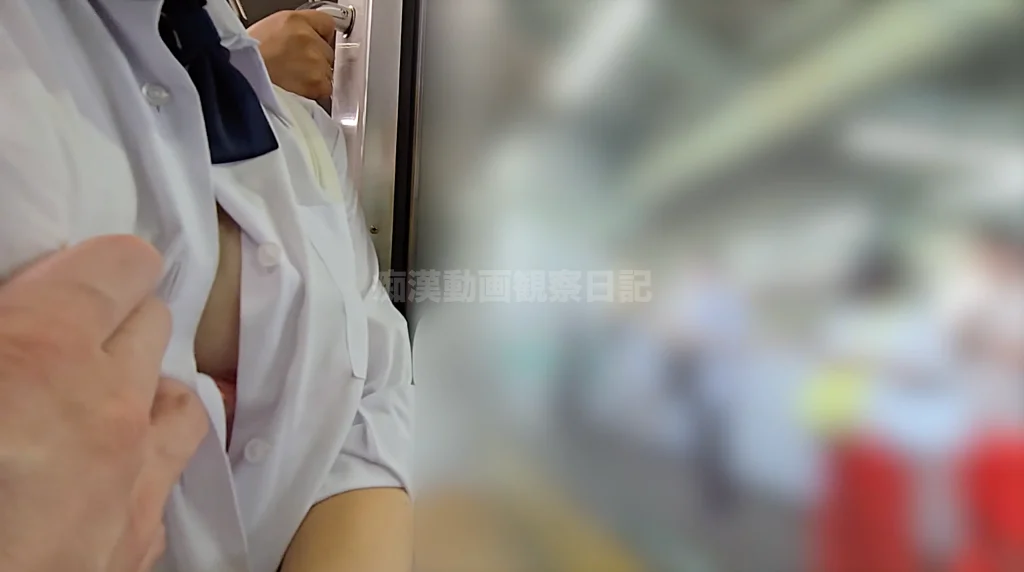 痴かん狂信者 #129【★6】巨乳ツインテ娘、ブラウスの上から胸の膨らみタッチ、ボタン外してブラ下げ生乳揉み＆乳首コリコリ責め-48