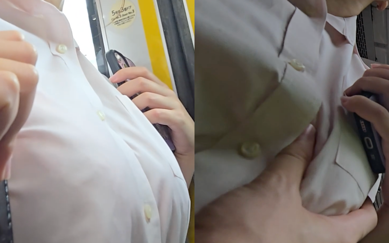 狂信者 #151【★5】推定E～Fカップギャルの巨乳を正面揉み！シャツのボタンを外し、ブラと生乳露出で放心状態！-0