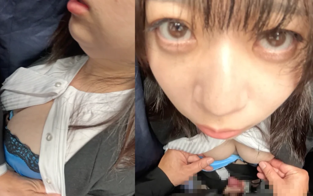 【痴触】終電間際の電車内で残業でヘトヘトになった女にペニスを握らせる-0