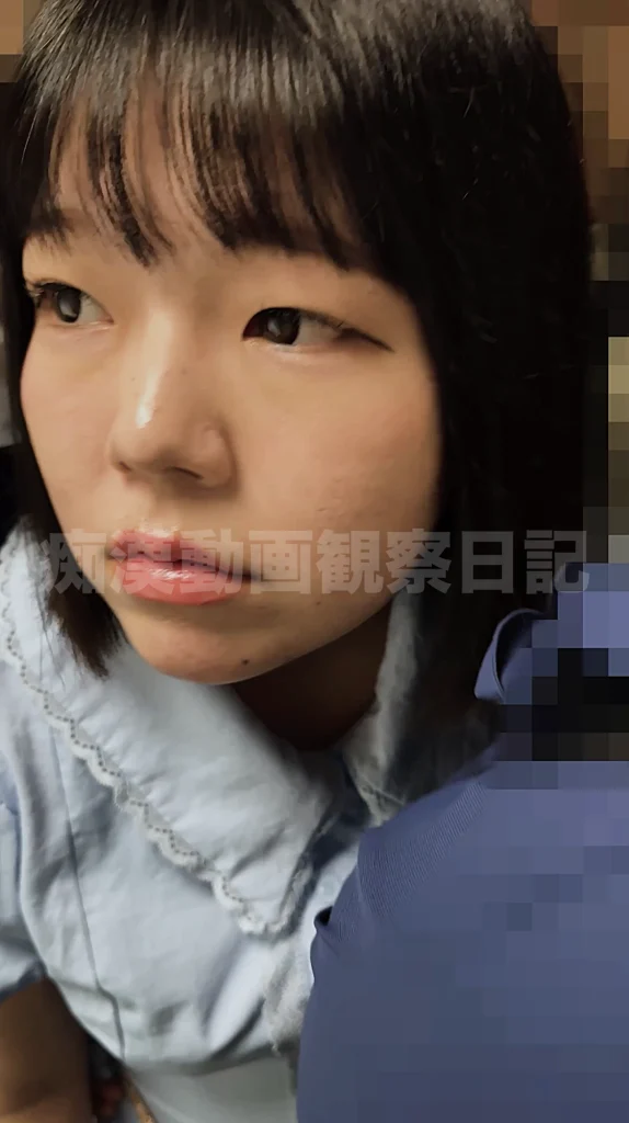 電車痴漢 黒髪ボブ娘 嫌悪顔 抵抗の様子